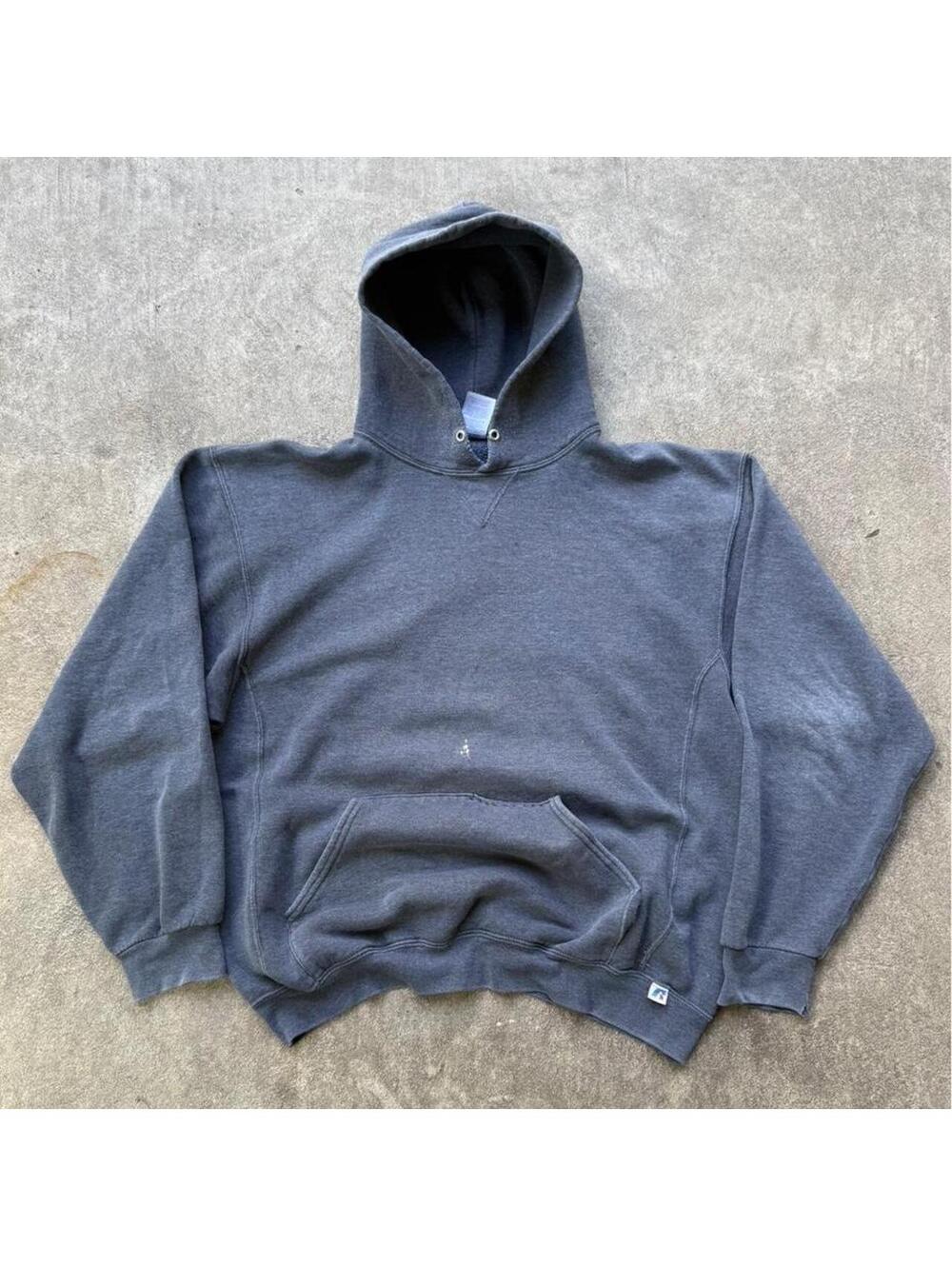 Russell Athletic Men's Grey and Black Hoody